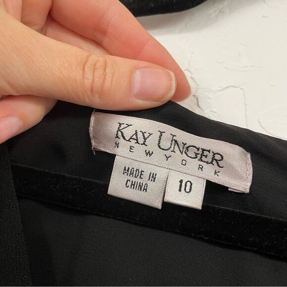 Kay Unger Black Cap Sleeve Womens Mini Sheath Dress 12 Dark Academia Preppy - Picture 3 of 9